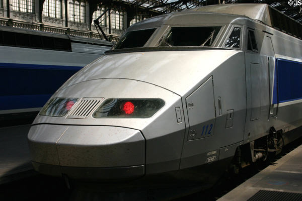 Nose of TGV locomotive. Paris, France.