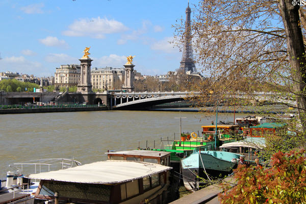 Seine Houseboats with view. Paris, France.