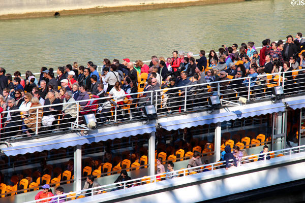 Tourist boat on Seine. Paris, France.