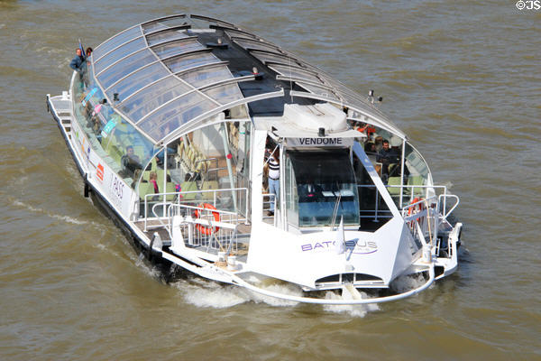 Hop-on hop-off bus boat on Seine. Paris, France.