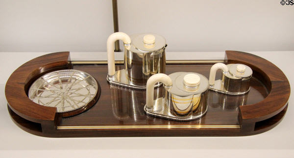 Silver, ivory & rosewood lunch service (c1930) by Jean Tétard of Maison Tétard Frères at Museum of Decorative Arts. Paris, France.