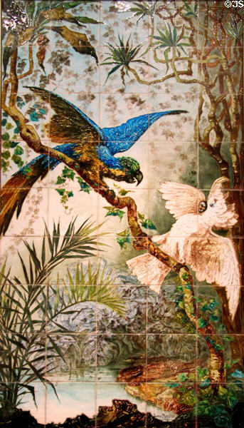Virgin Forest painting on tiles (1883) by Louis Léon Parvillée of Paris at Museum of Decorative Arts. Paris, France.