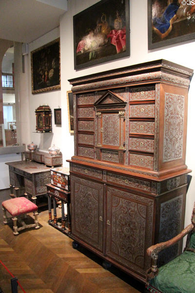 Armoire with Pewter marquetry (c1670-80) from Paris at Museum of Decorative Arts. Paris, France.