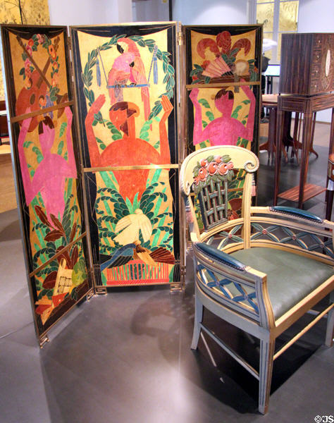 "Fauns" screen (c1920) by André Mare for Compagnie des Arts Français of Paris at Museum of Decorative Arts. Paris, France.