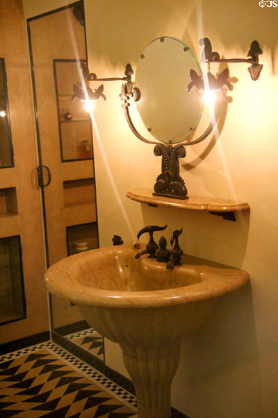 Jeanne Lanvin's bathroom sink & mirror (1925) by Armand Albert Rateau at Museum of Decorative Arts. Paris, France.