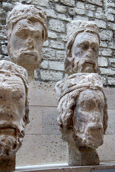 Portrait heads of kings (c1220) found at Notre Dame of Paris at Cluny Museum. Paris, France.