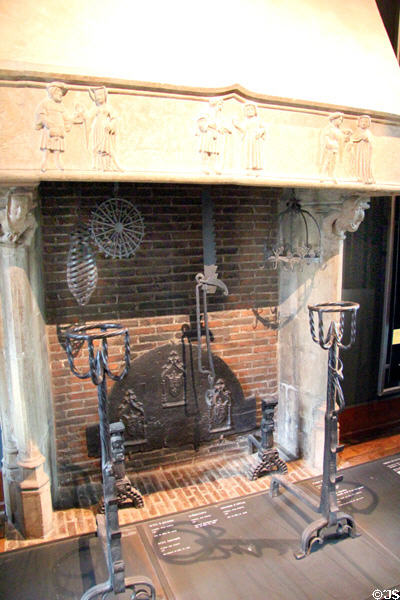 Iron implements from Medieval fireplace (end 15thC) at Cluny Museum. Paris, France.