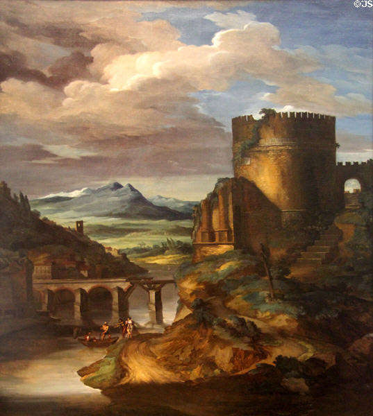 Italian landscape with tomb called "Le Midi" (1818) by Théodore Géricault at Petit Palace Museum. Paris, France.