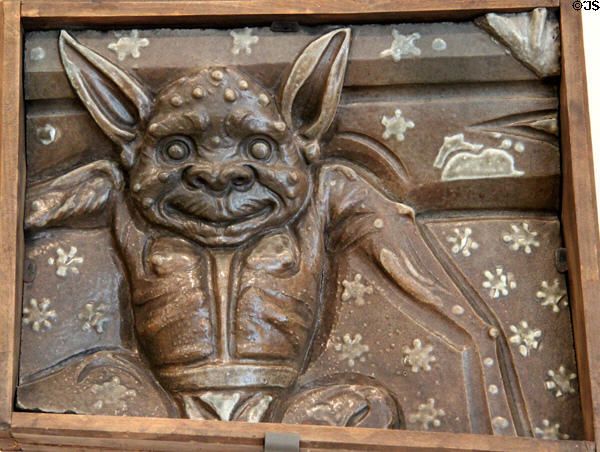 Grotesque mask, fragment of pillar (1892) by Jean Carriès at Petit Palace Museum. Paris, France.