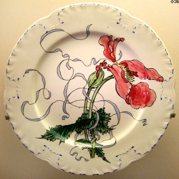 Flowers & ribbons plate (1879) by Félix Bracquemond at Petit Palace Museum. Paris, France.