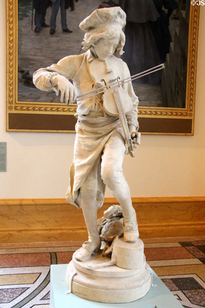 Musician Jean-Baptiste Lully as child sculpture plaster model (1885) by Adrien Gaudez at Petit Palace Museum. Paris, France.