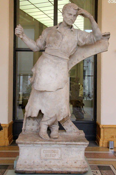 "Egregius Faber" Iron worker sculpture plaster model (1908) by Charles-Théodore Perron at Petit Palace Museum. Paris, France.