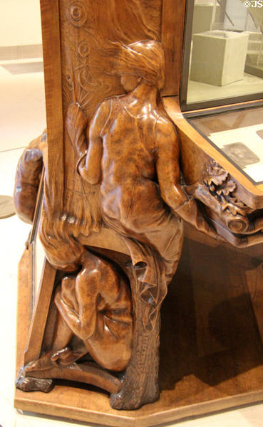 Carving detail of display cabinet (1893) by François-Rupert Carabin at Petit Palace Museum. Paris, France.