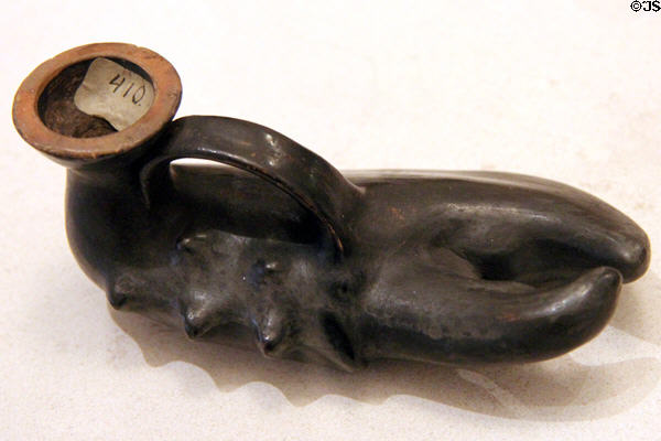 Guttus (Pouring Vessel) in form of lobster (c350-330 BCE) from Apulia, Italy at Petit Palace Museum. Paris, France.