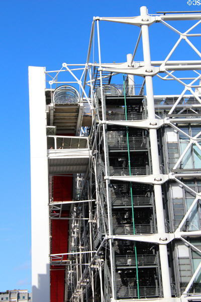 Corner structure of Georges Pompidou Center. Paris, France.