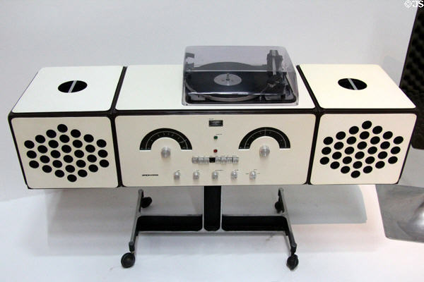 Stereo radio-phonograph stand rr 126 (1965) by Achille Castiglioni & Pier Giacomo Castiglioni made by Fabricant Brionvega of Italy at Georges Pompidou Center. Paris, France.