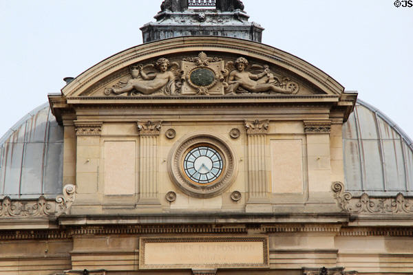 Details of Napoleone III era entrance at Arts et Metiers Museum. Paris, France.