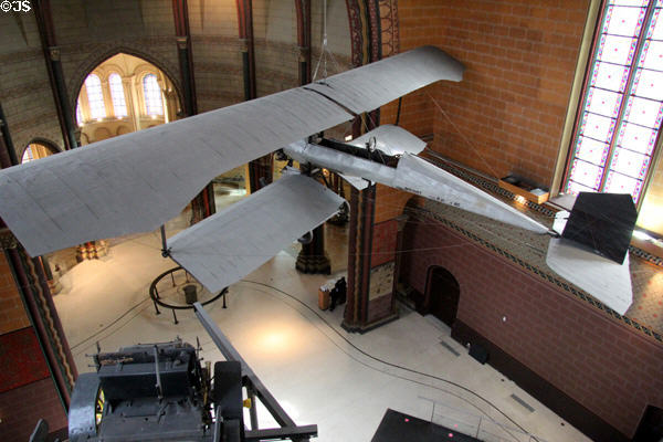 Breguet biplane (1911) by Louis Charles Bréguet seen from above at Arts et Metiers Museum. Paris, France.