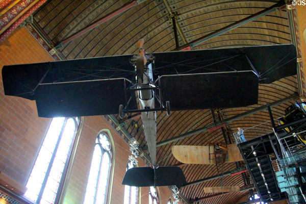 Breguet biplane (1911) by Louis Charles Bréguet seen from below at Arts et Metiers Museum. Paris, France.