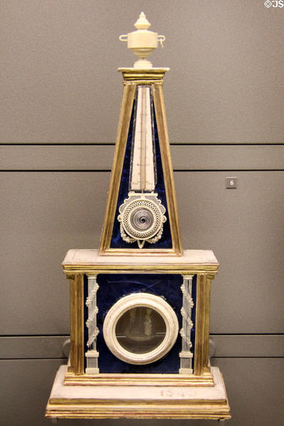 Cord hygrometer with two figure which turn (late 18thC) at Arts et Metiers Museum. Paris, France.