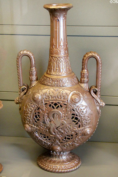 Bronze ornamented flat carafe (c1840) by Ziegler of Voisinlieu at Arts et Metiers Museum. Paris, France.