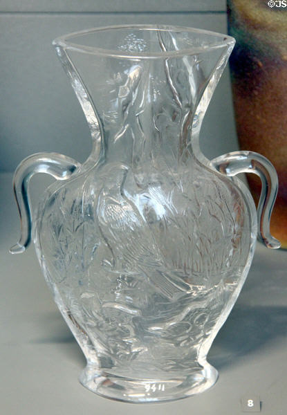 Rock-crystal engraved vase (c1880) by Pantin Crystal Works at Arts et Metiers Museum. Paris, France.
