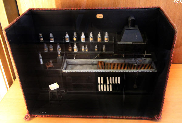 Model of photographic lab (1889) of Albert Londe at Salpêtrière hospital at Arts et Metiers Museum. Paris, France.