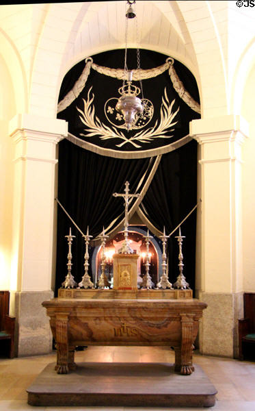 Expiatory (i.e. atonement) Chapel, formerly cell of Marie-Antoinette, constructed at wishes of Louis XVIII at Conciergerie. Paris, France.