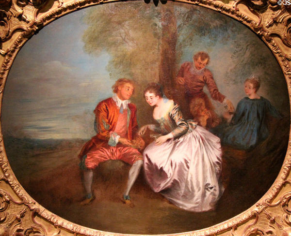 Sparrow finder painting (18thC) by Jean-Baptiste Pater at Cognacq-Jay Museum. Paris, France.