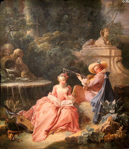 Music lesson painting (18thC) attrib. François Boucher at Cognacq-Jay Museum. Paris, France.