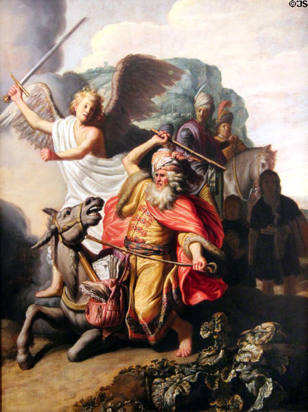 Ass of prophet Balaam painting (1626) by Rembrandt van Rijn at Cognacq-Jay Museum. Paris, France.