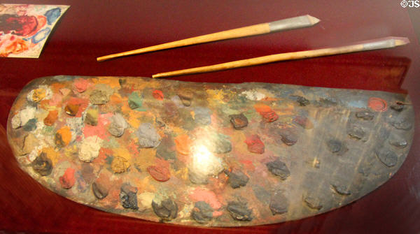 Delacroix's palette at Eugene Delacroix Museum. Paris, France.