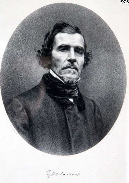Etching of a senior Delacroix at Eugene Delacroix Museum. Paris, France.