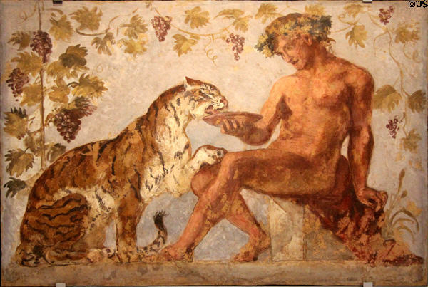 Bacchus & tiger painting (1834) by Eugène Delacroix at Eugene Delacroix Museum. Paris, France.