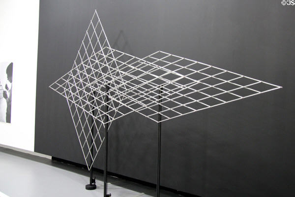 Three deforming grills sculpture (1965) by François Morellet at Grand Palais. Paris, France.