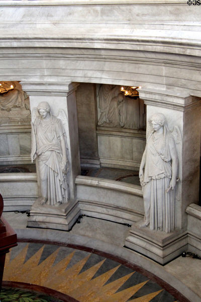 Ring of carved angelic Victories around Tomb of Napoleon I at Les Invalides. Paris, France.