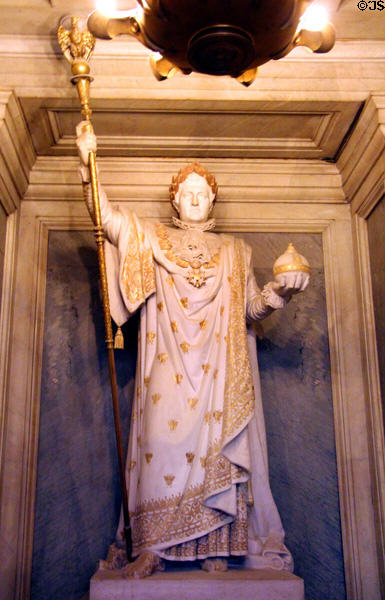 Statue of Napoleon I in Imperial robes at Les Invalides. Paris, France.