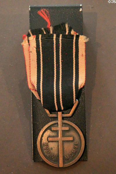 FFI (French Forces of Interior) Medal of Resistance at Army Museum at Les Invalides. Paris, France.