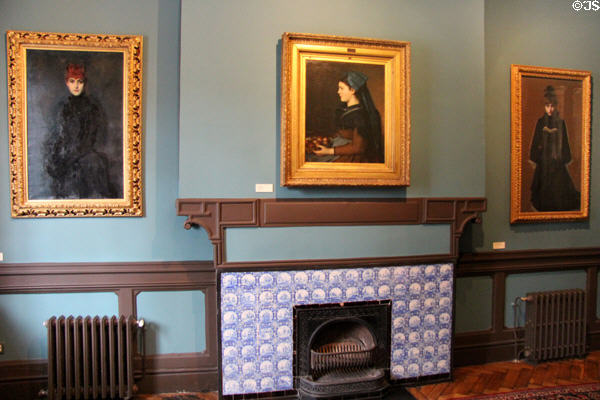 Henner paintings over fireplace at J.J. Henner Museum. Paris, France.