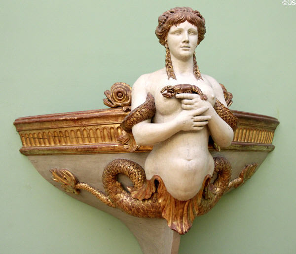 Bow carving of canot of Queen Marie-Antoinette (1777) at Musée de la Marine. Paris, France.