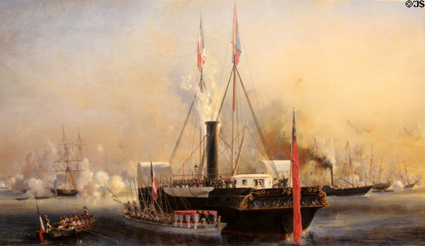 Visit of Queen Victoria to Tréport on Sept. 1843 painting (1844) by Eugène Isabey at Musée de la Marine. Paris, France.