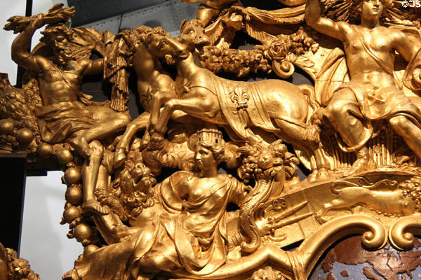 Detail of summer theme of stern relief (1688-94) carved by Marseilles dockyard for French galley Réale at Musée de la Marine. Paris, France.