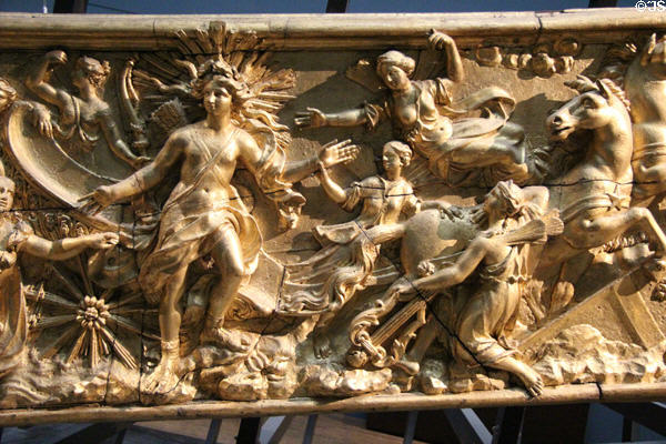 Details of carved ship decoration (1688-94) by Marseilles dockyard for French galley Réale at Musée de la Marine. Paris, France.