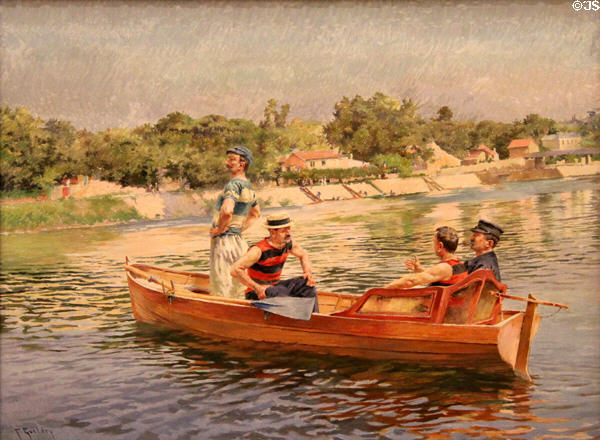 Promenade on River Marne by skiff painting (c1906) by Ferdinand Gueldry at Musée de la Marine. Paris, France.