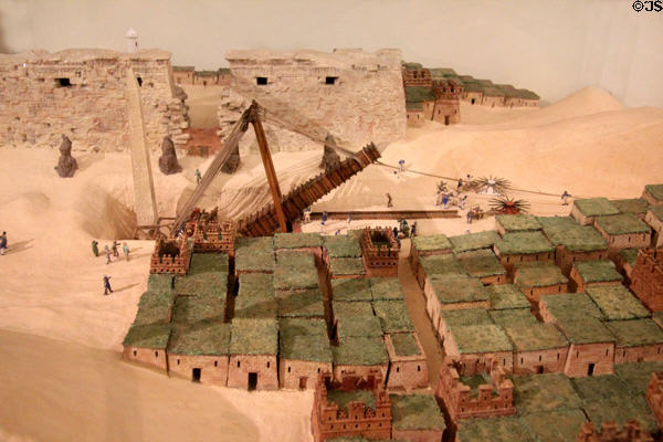 Model of how Obelisk of Luxor was lowered & moved from Egypt to France in 1831 at Musée de la Marine. Paris, France.