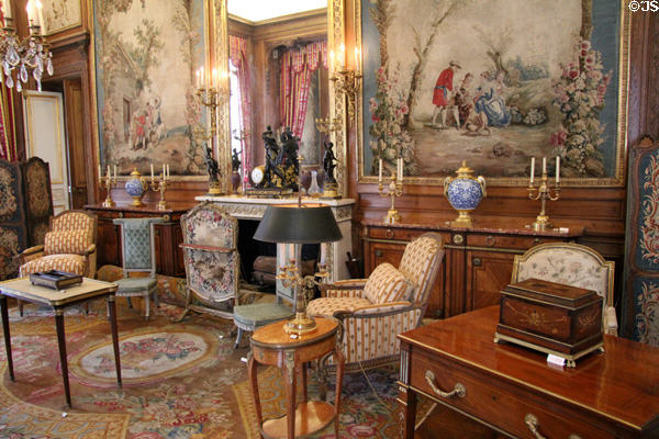 Grand bureau with furniture from late 1700s at Nissim de Camondo Museum. Paris, France.