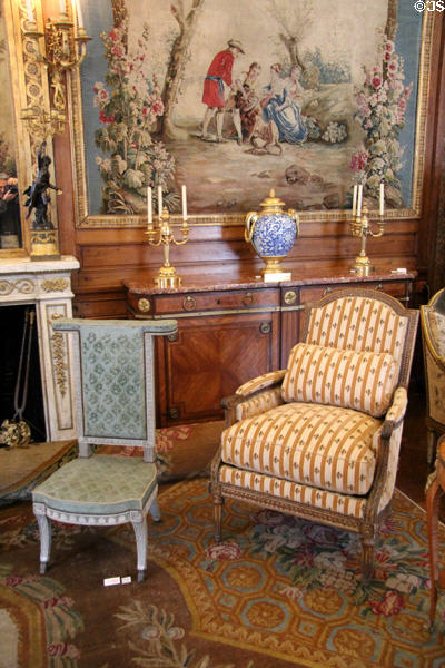 Chairs from 1780s in grand bureau at Nissim de Camondo Museum. Paris, France.