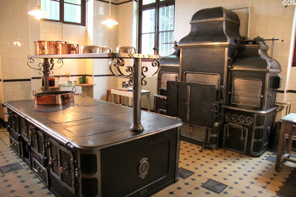 Kitchen ranges at Nissim de Camondo Museum. Paris, France.