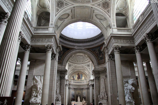 Interior architecture of Pantheon a church converted during the Revolution to celebrate notable French historical figures. Paris, France.