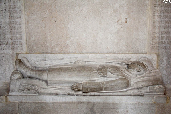 Unknown soldier detail at base of monument to unknown heroes of France (1913) by Louis-Henri Bouchard at Pantheon. Paris, France.